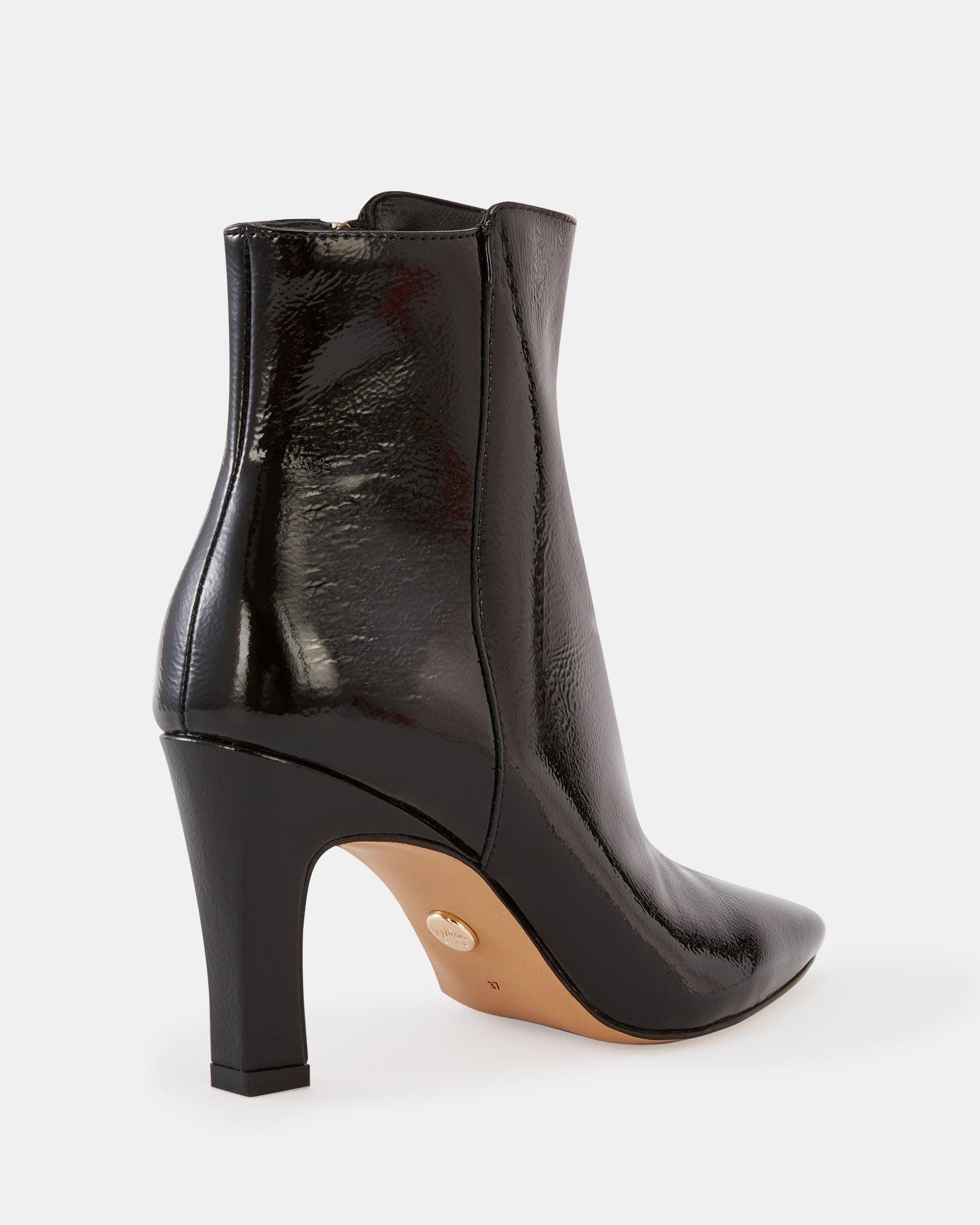 Loz Black Crinkle Patent Leather Ankle Boot
