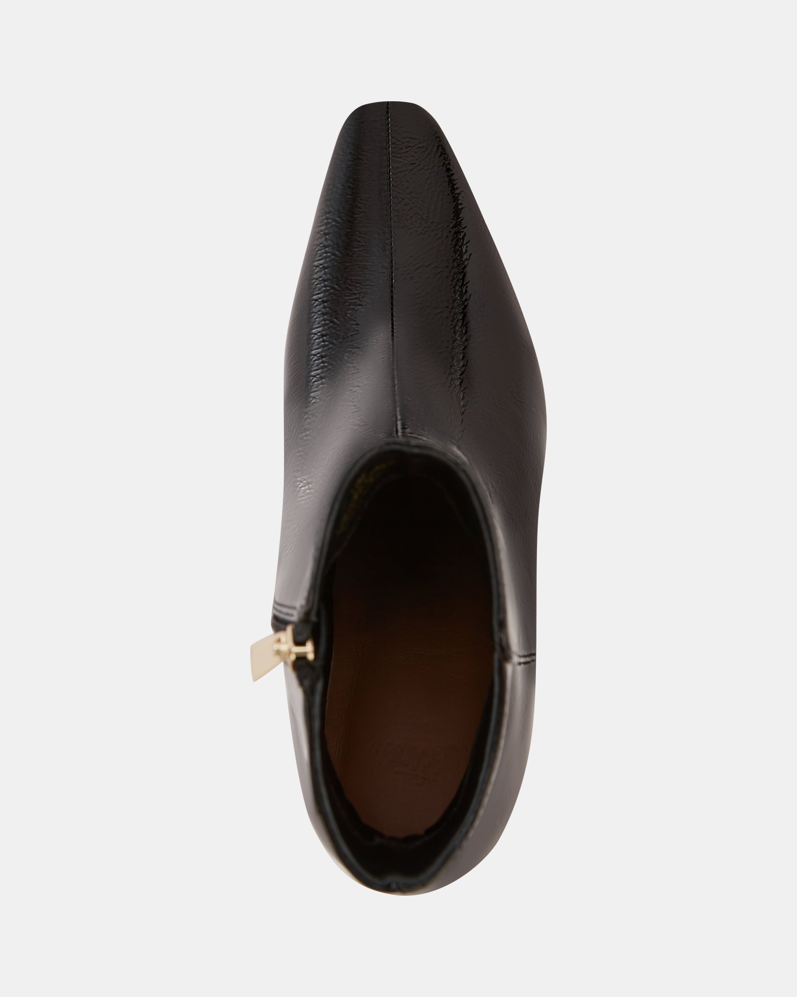 Loz Black Crinkle Patent Leather Ankle Boot