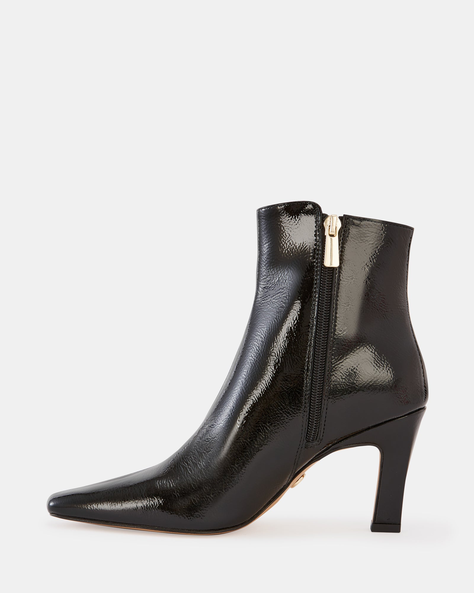 Loz Black Crinkle Patent Leather Ankle Boot
