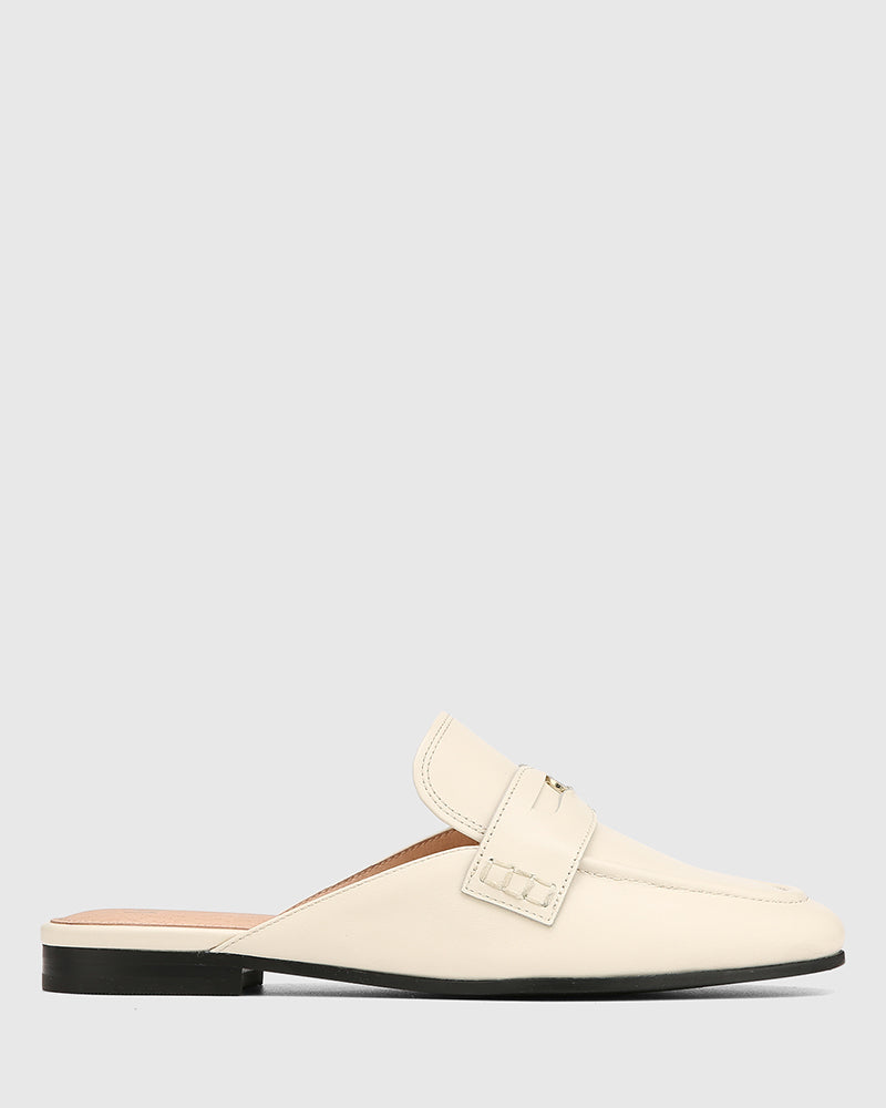 Aaron Vintage Ivory Leather Backless Loafer