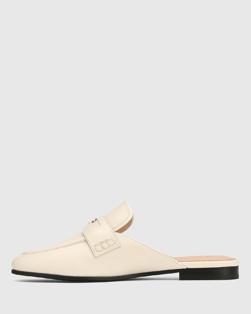 Aaron Vintage Ivory Leather Backless Loafer