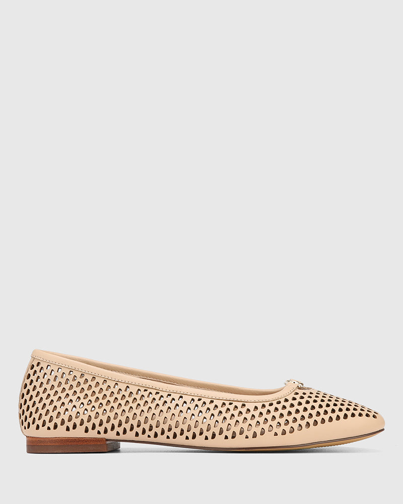 Aimle Sand Pebbled Leather Ballet Flat