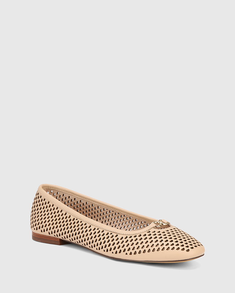 Aimle Sand Pebbled Leather Ballet Flat
