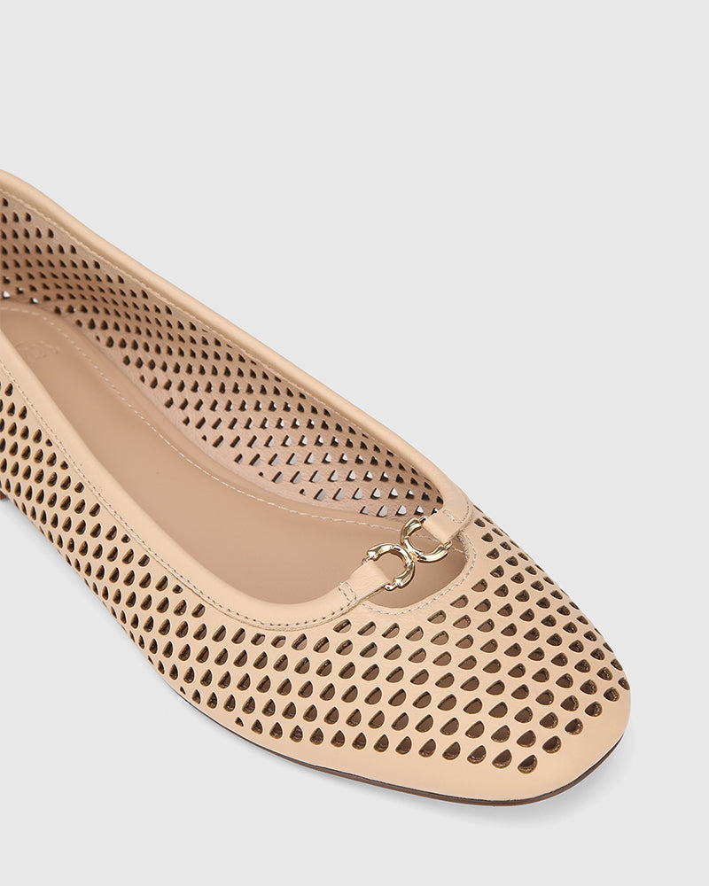 Aimle Sand Pebbled Leather Ballet Flat