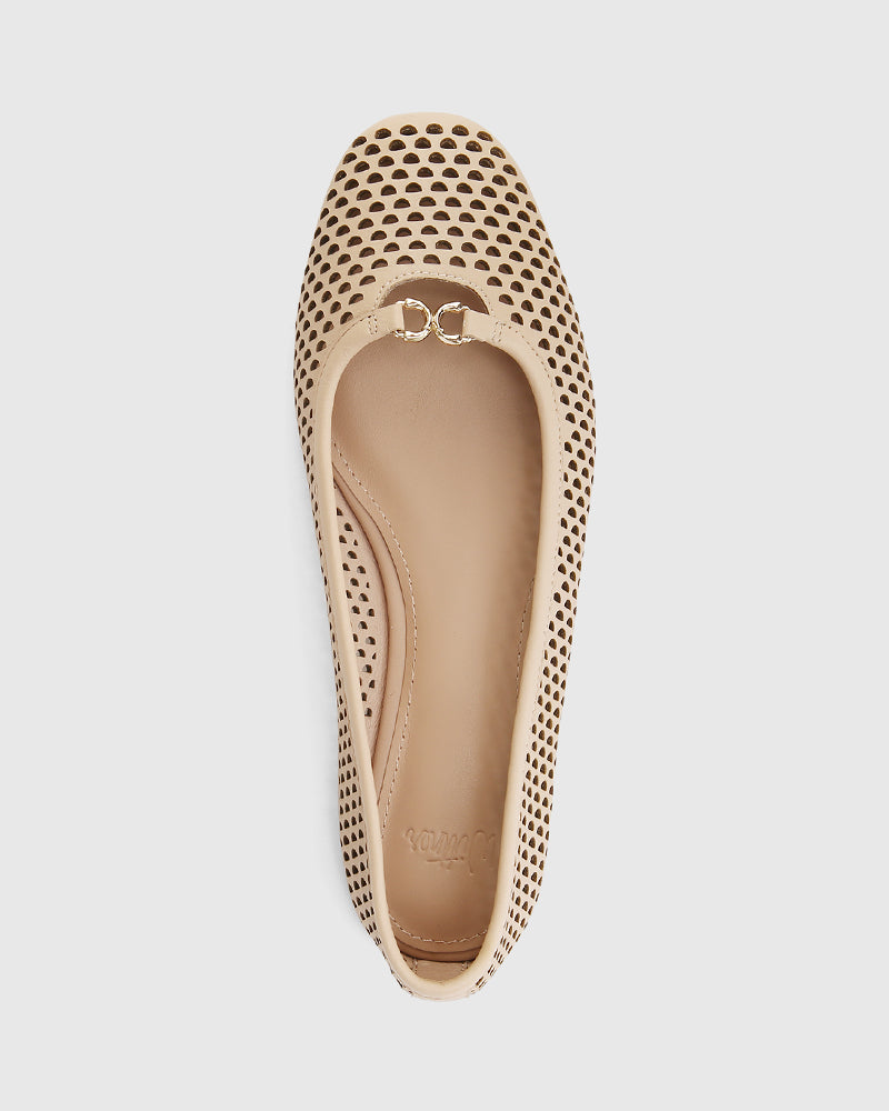 Aimle Sand Pebbled Leather Ballet Flat