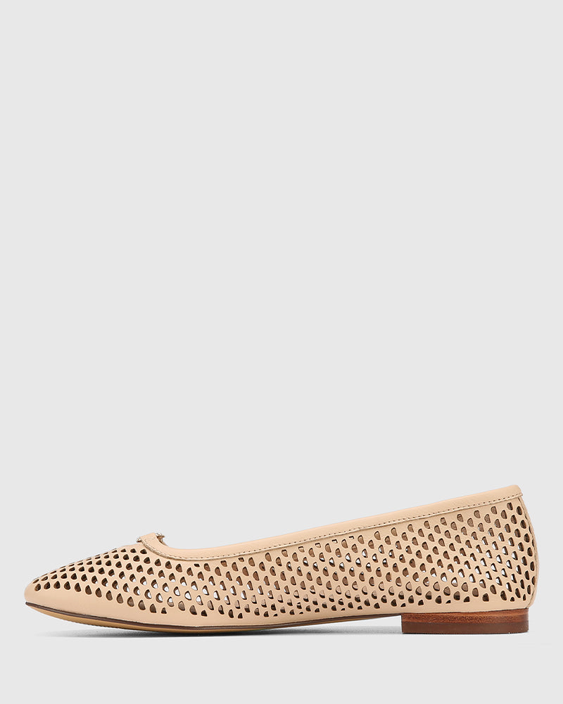 Aimle Sand Pebbled Leather Ballet Flat