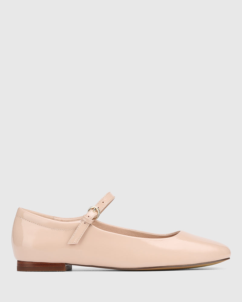 Aldari Ballet Pink Crinkle Patent Leather Mary Jane
