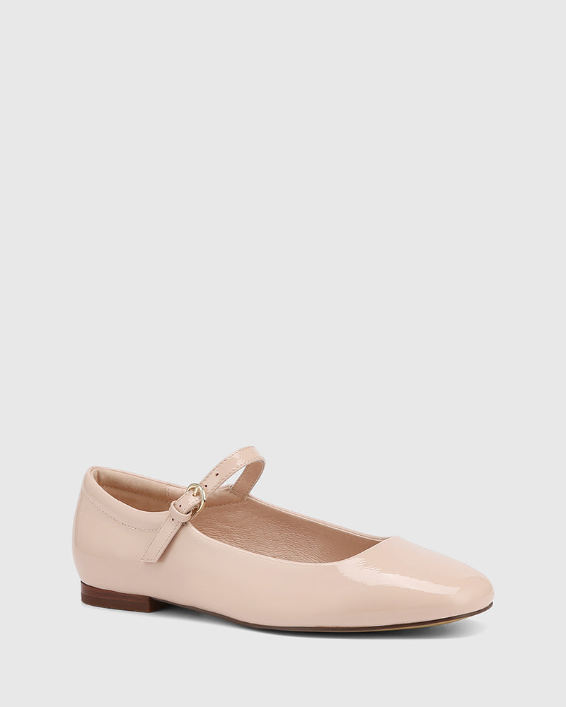 Aldari Ballet Pink Crinkle Patent Leather Mary Jane