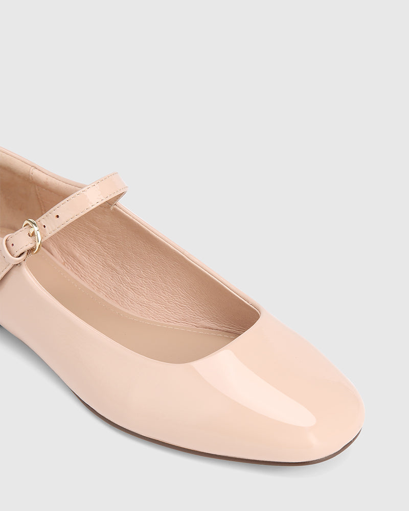 Aldari Ballet Pink Crinkle Patent Leather Mary Jane