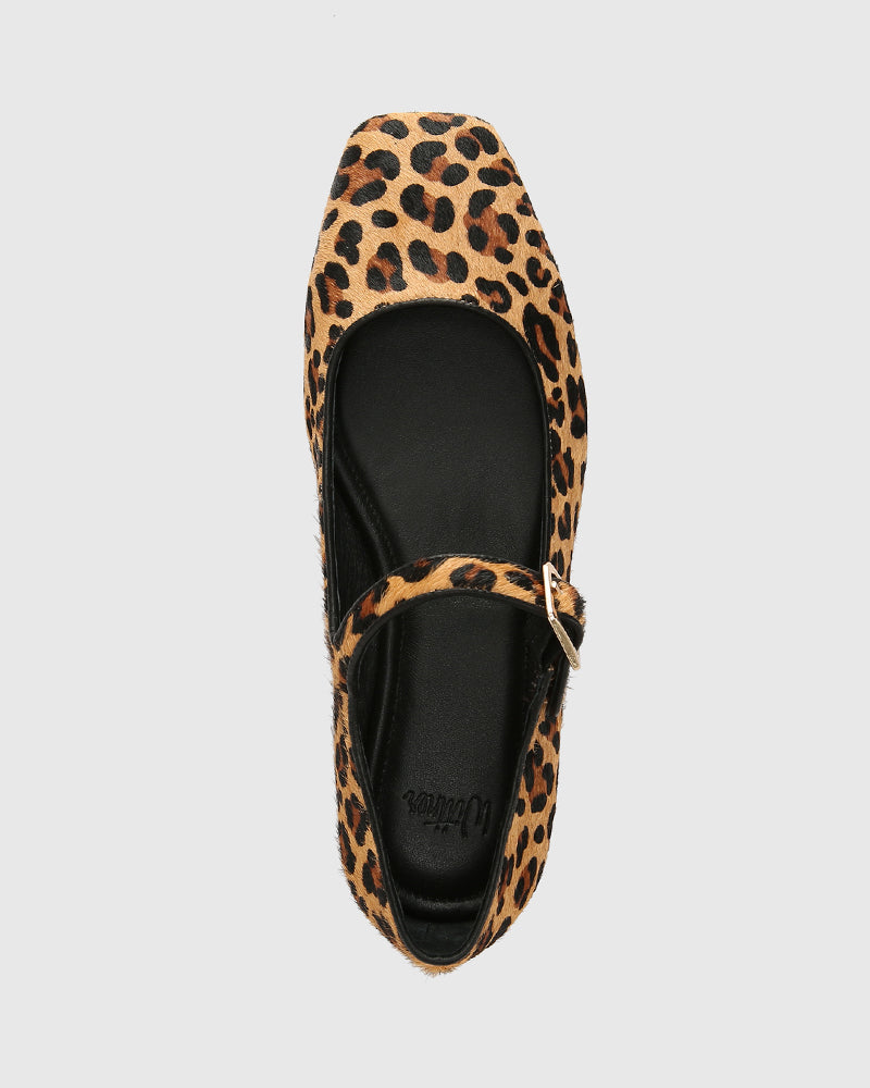 Alise Sand Leopard Hair on Leather Mary Jane Flat