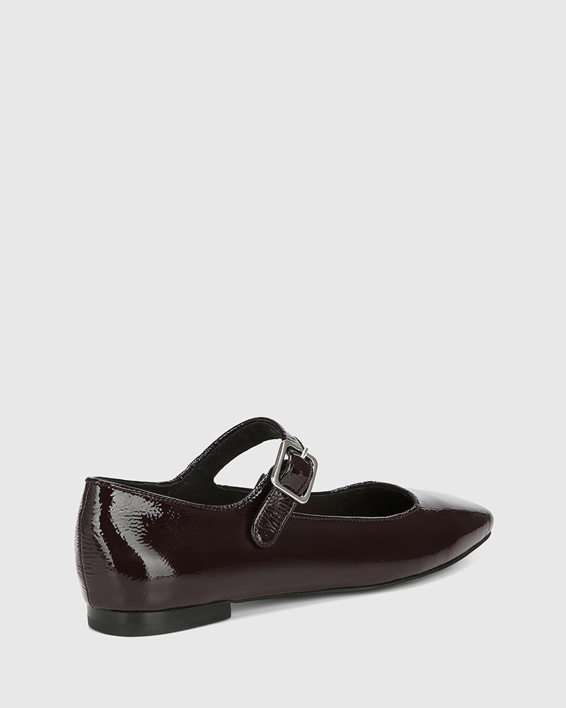 Alise Raisin Crinkle Patent Leather Mary Jane Flat