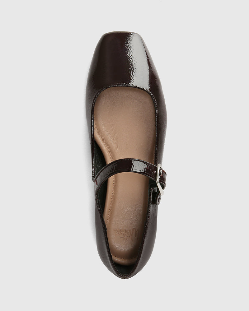 Alise Raisin Crinkle Patent Leather Mary Jane Flat