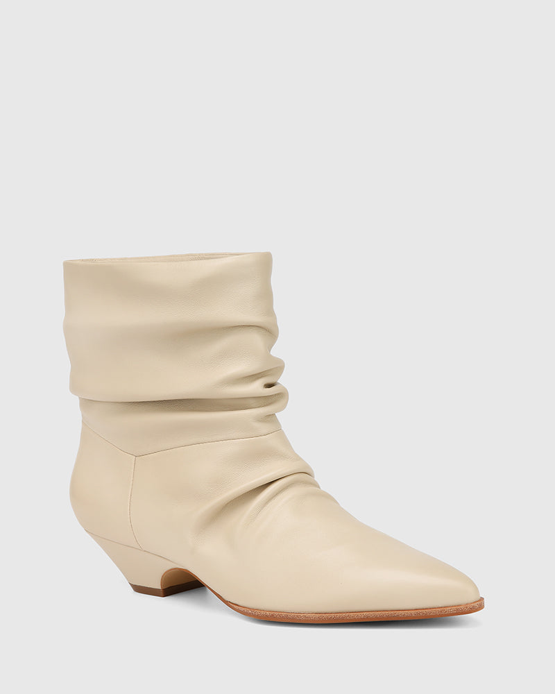 Axiel Oyster Leather Slouch Ankle Boot