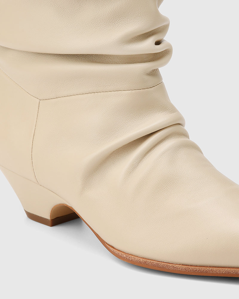 Axiel Oyster Leather Slouch Ankle Boot