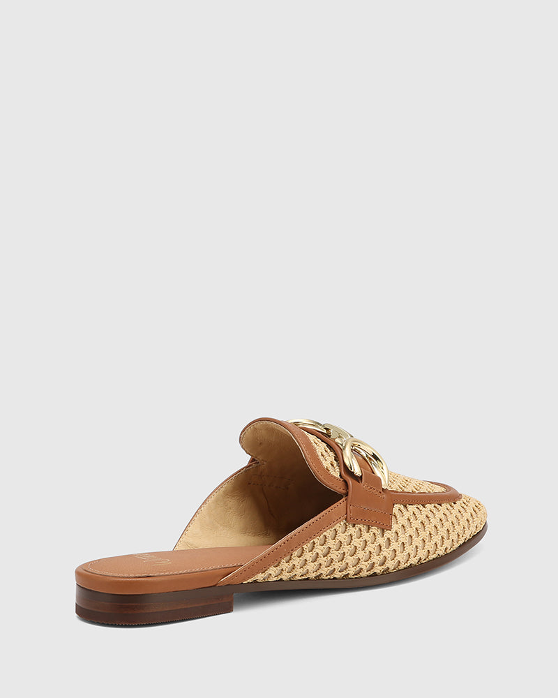 Aya Natural Woven Textile Backless Loafer