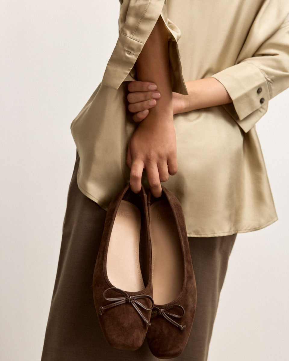 Armenia Hot Chocolate Suede Leather Ballet Flat