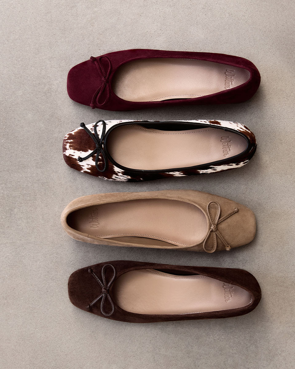 Armenia Berry Suede Leather Ballet Flat