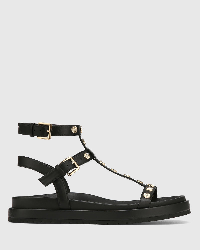 Bahir Black Leather Sandal