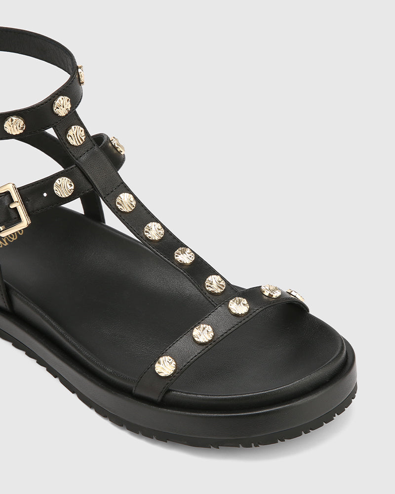 Bahir Black Leather Sandal