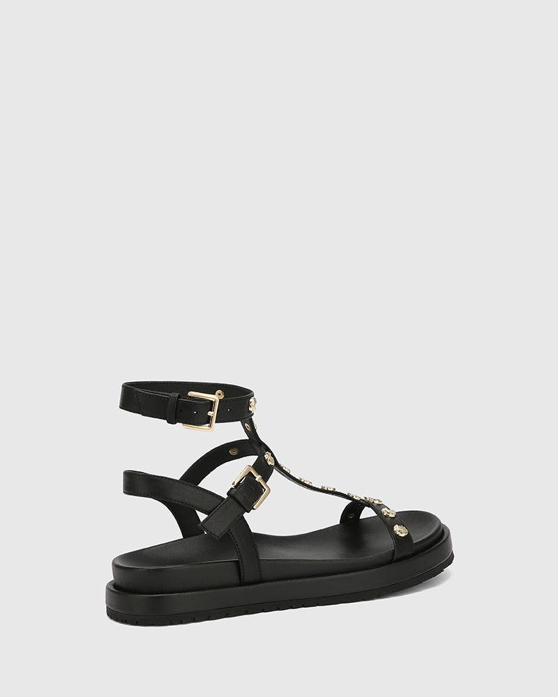 Bahir Black Leather Sandal