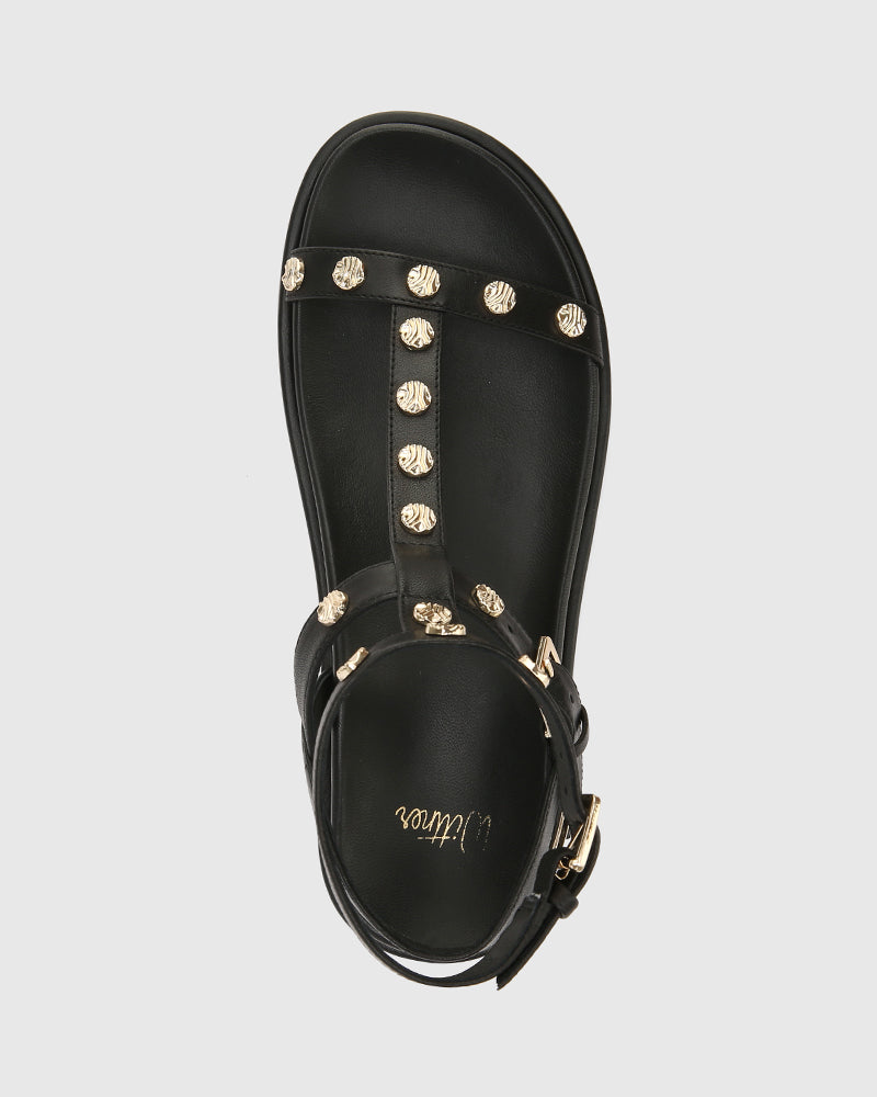 Bahir Black Leather Sandal