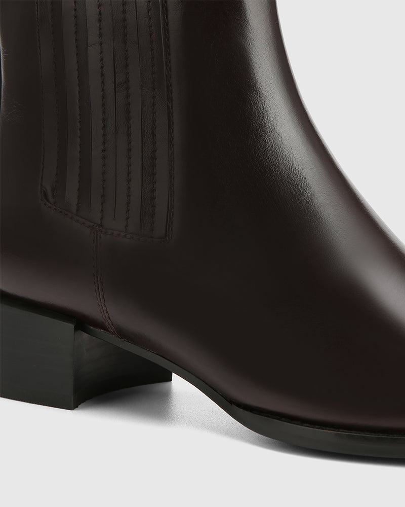 Barretta Dark Brown Leather Ankle Boot