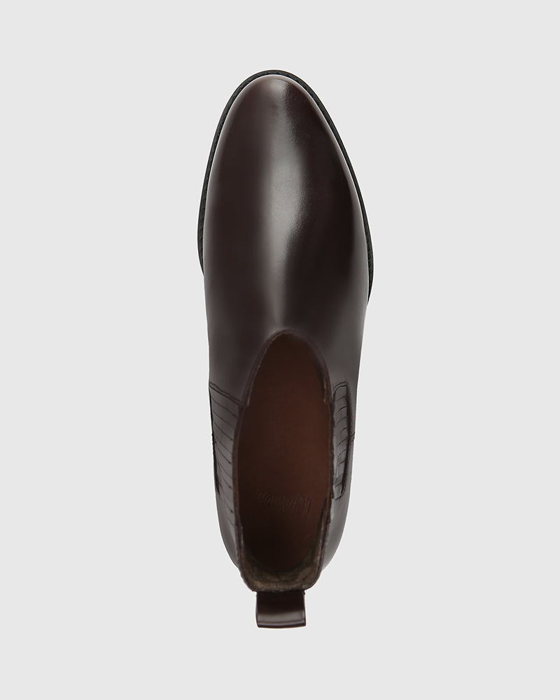 Barretta Dark Brown Leather Ankle Boot