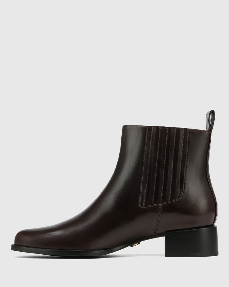 Barretta Dark Brown Leather Ankle Boot