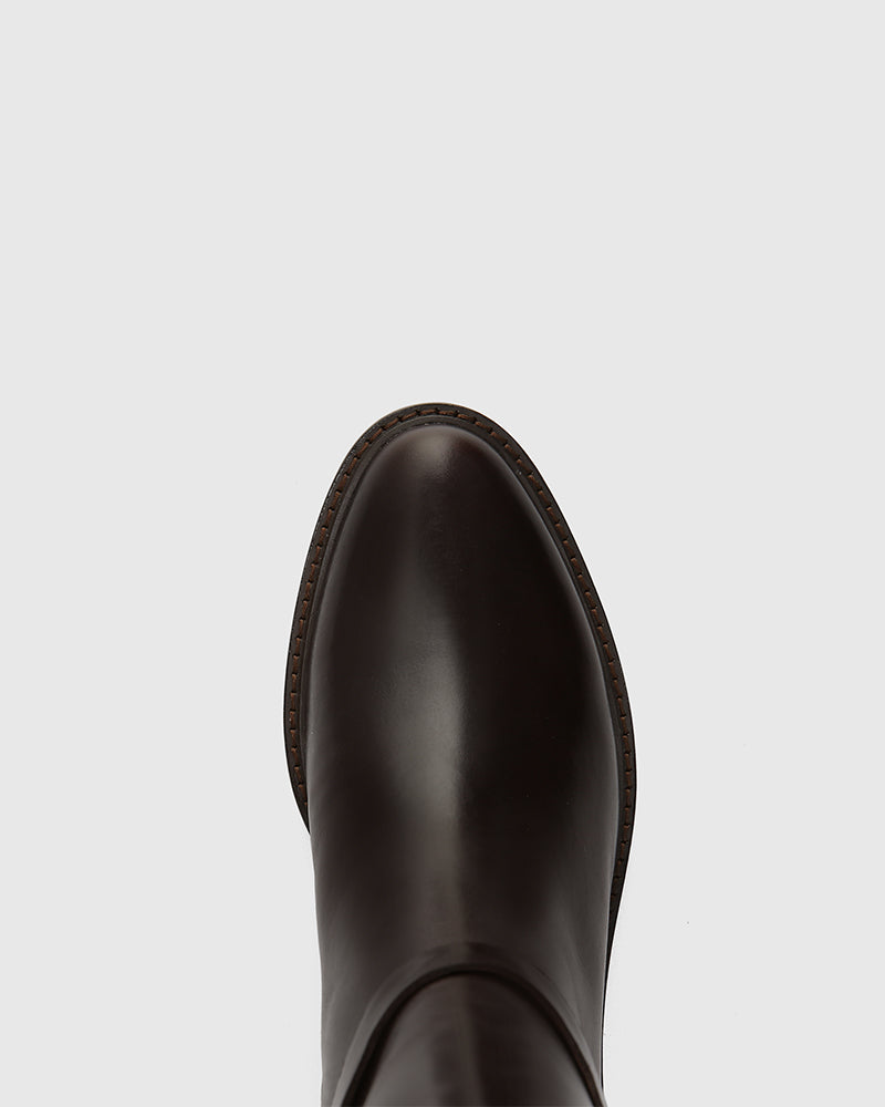 Baniska Woodland Brown Leather and Neoprene Knee High Boot