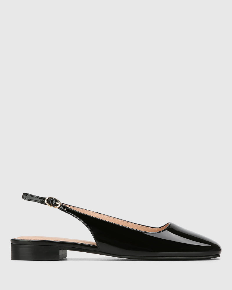 Bev Black Patent Leather Slingback