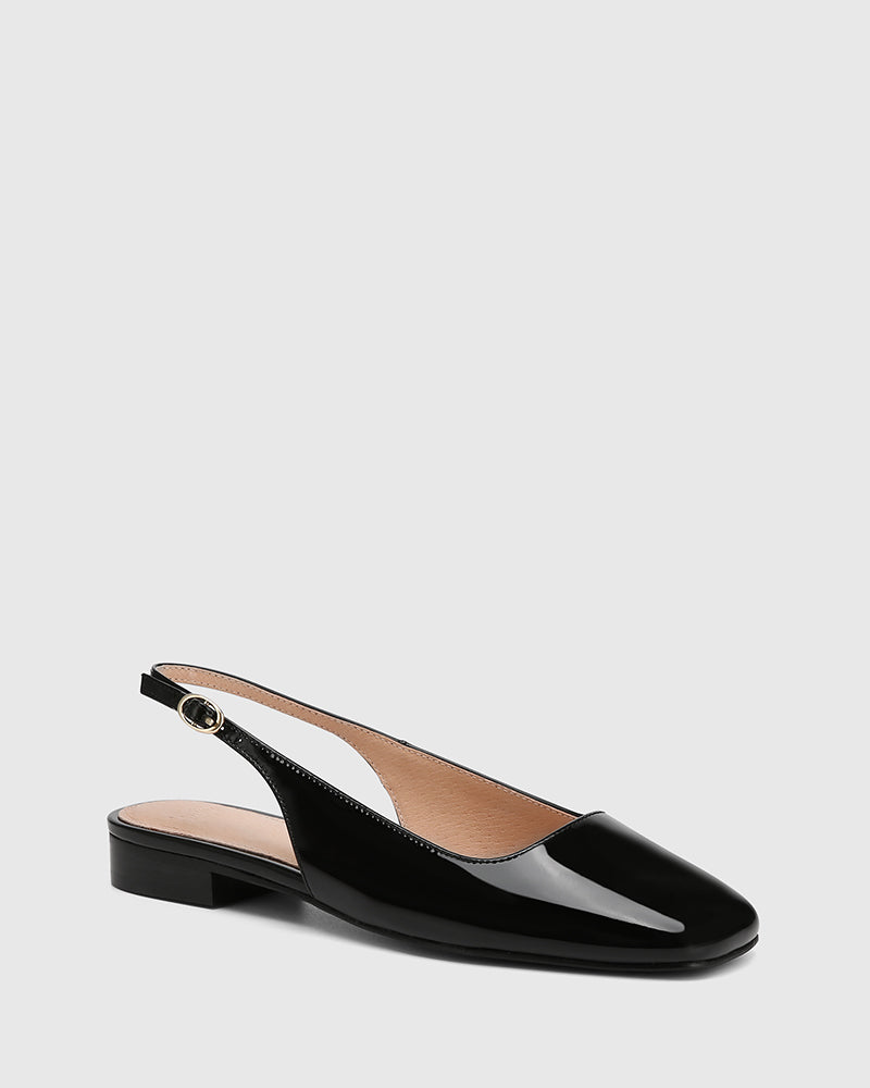 Bev Black Patent Leather Slingback