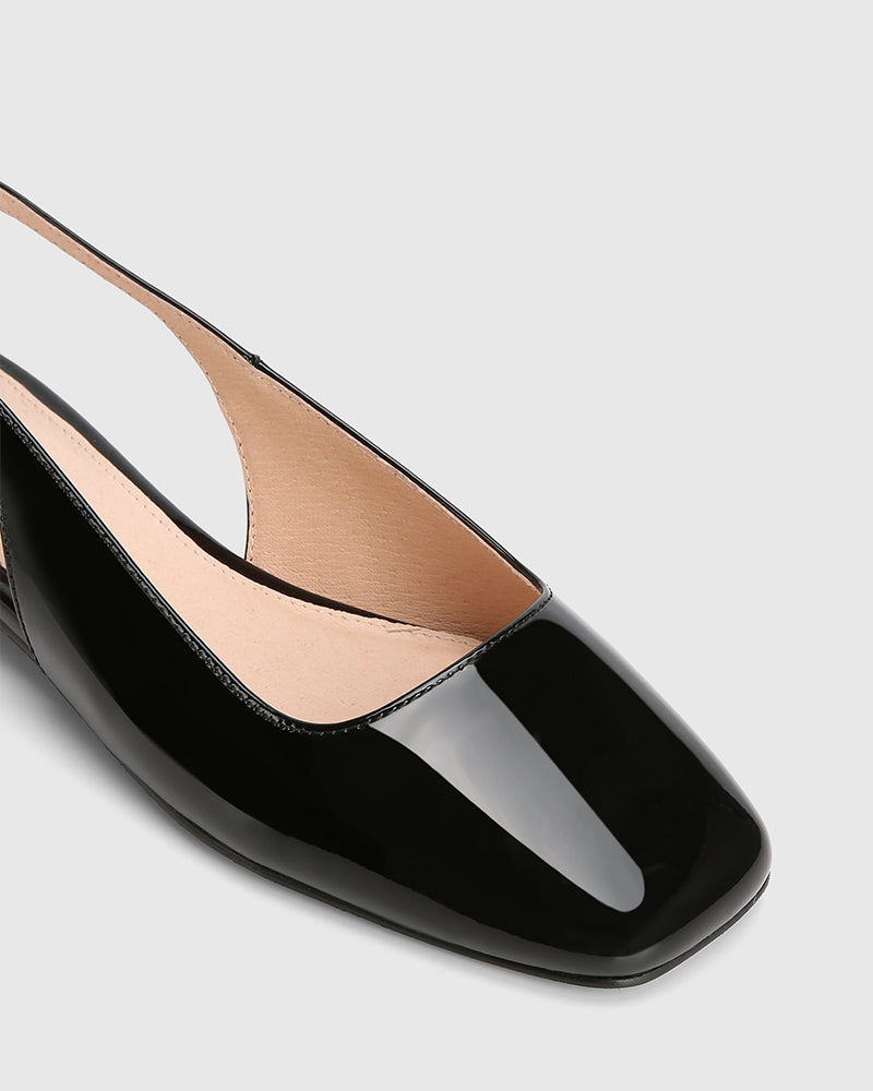 Bev Black Patent Leather Slingback
