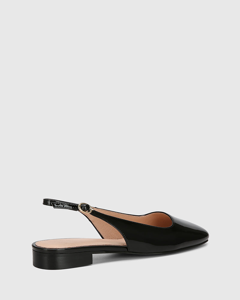 Bev Black Patent Leather Slingback