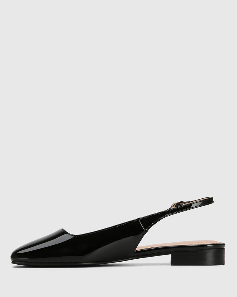 Bev Black Patent Leather Slingback
