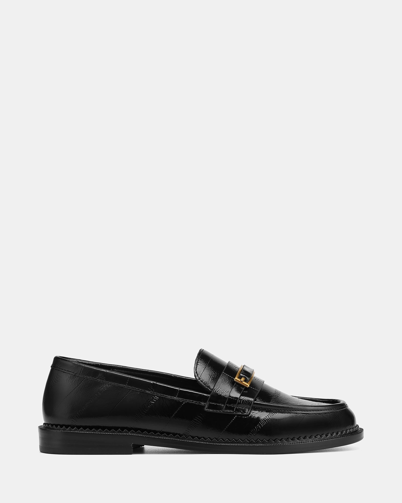 Bennett Black Croc Embossed Leather Loafers