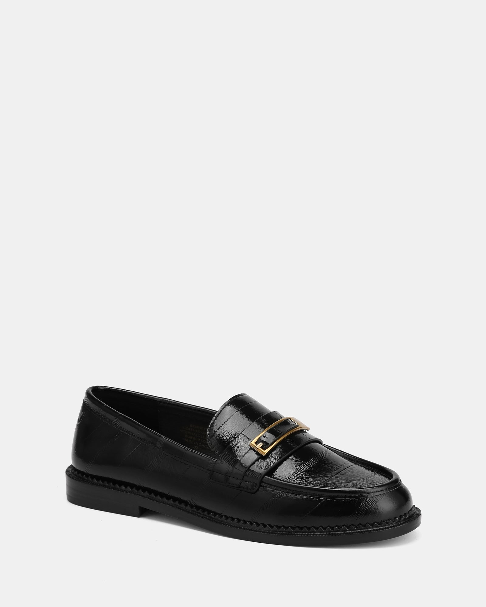 Bennett Black Croc Embossed Leather Loafers
