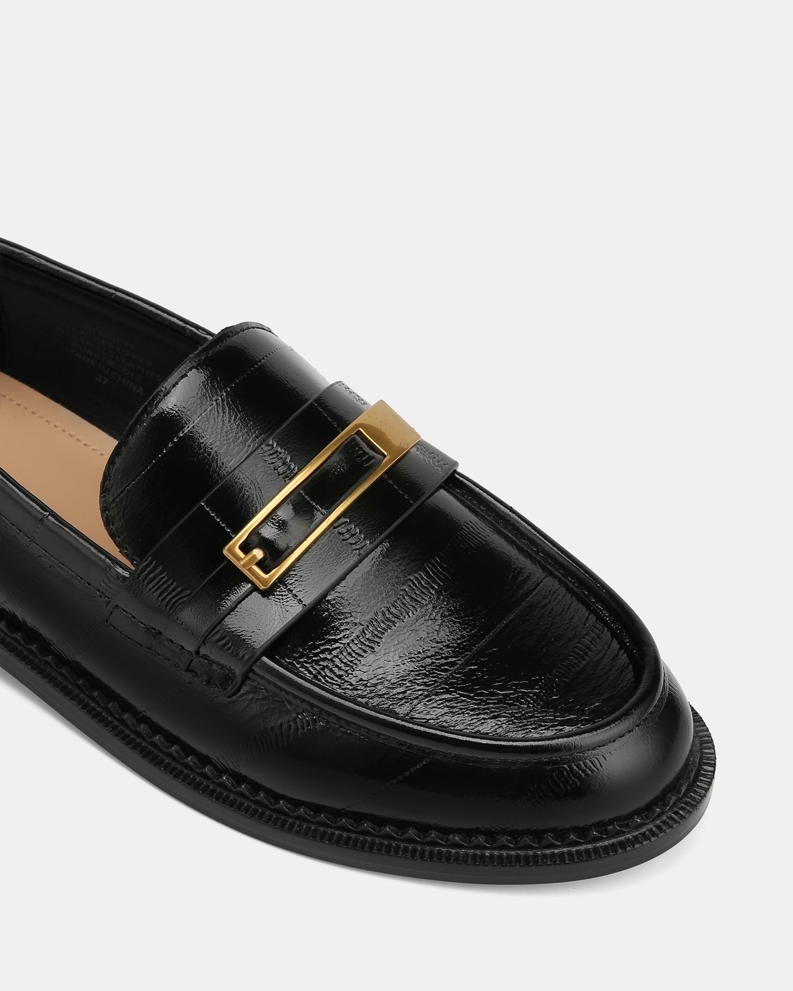 Bennett Black Croc Embossed Leather Loafers