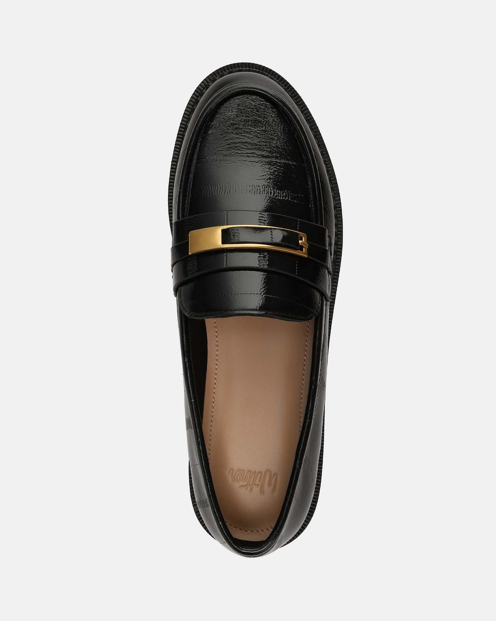Bennett Black Croc Embossed Leather Loafers