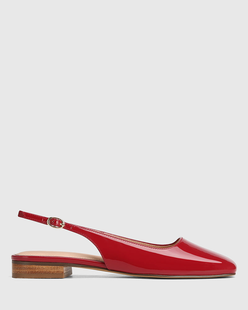 Bev Deep Red Patent Leather Slingback