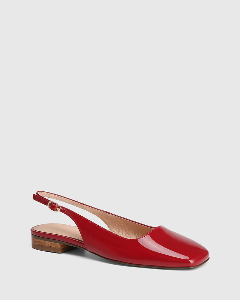 Bev Deep Red Patent Leather Slingback