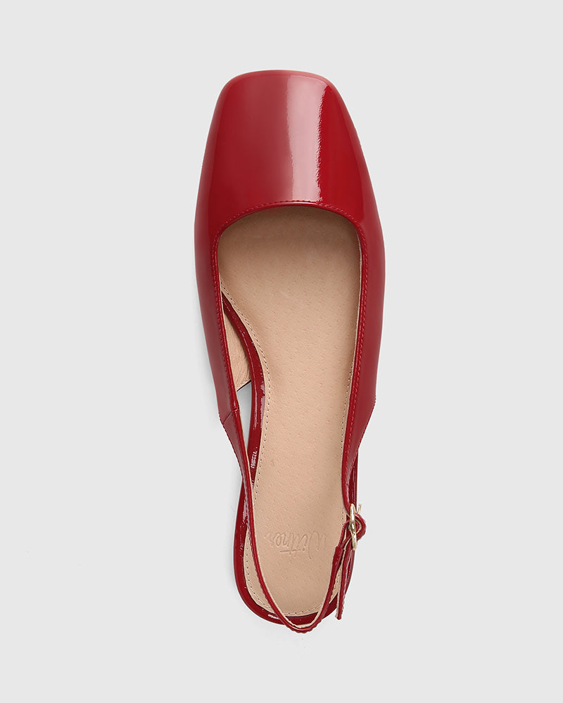Bev Deep Red Patent Leather Slingback