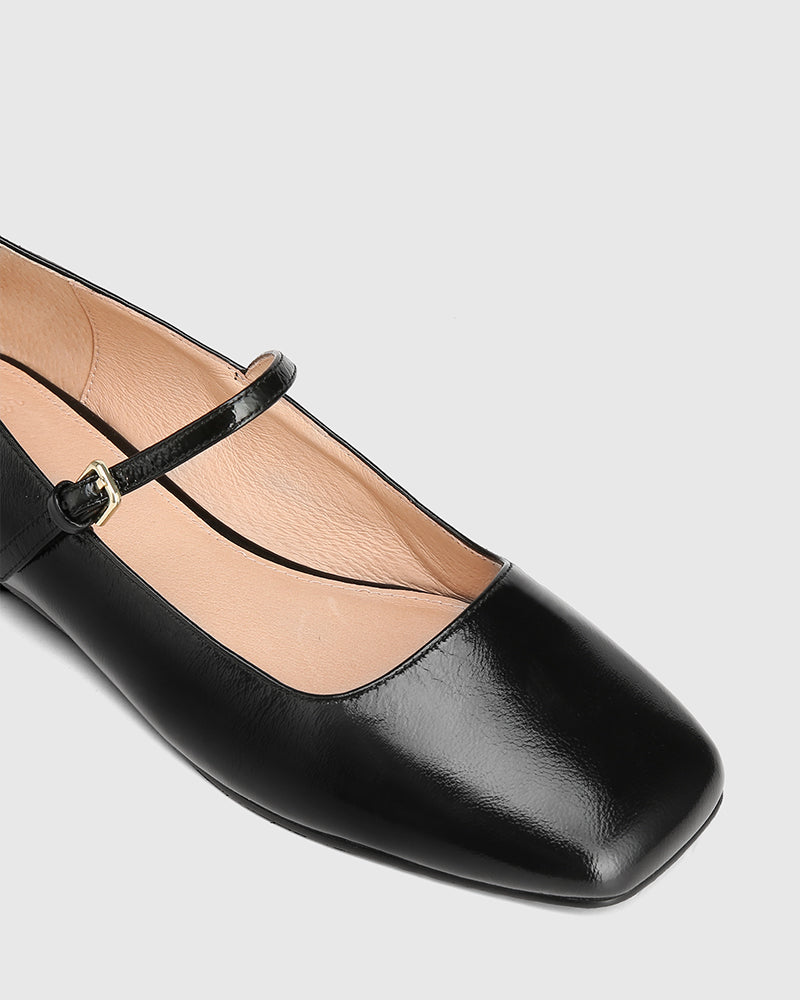 Bina Black Leather Mary Jane