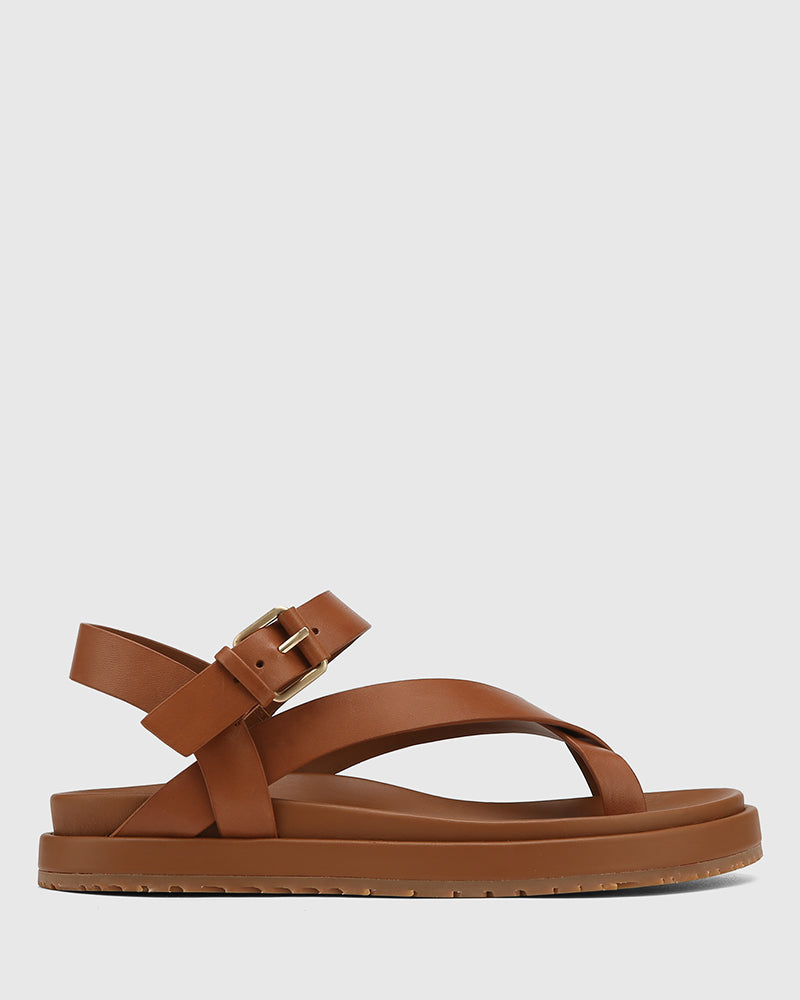 Bonie Dark Cognac Leather Sandal