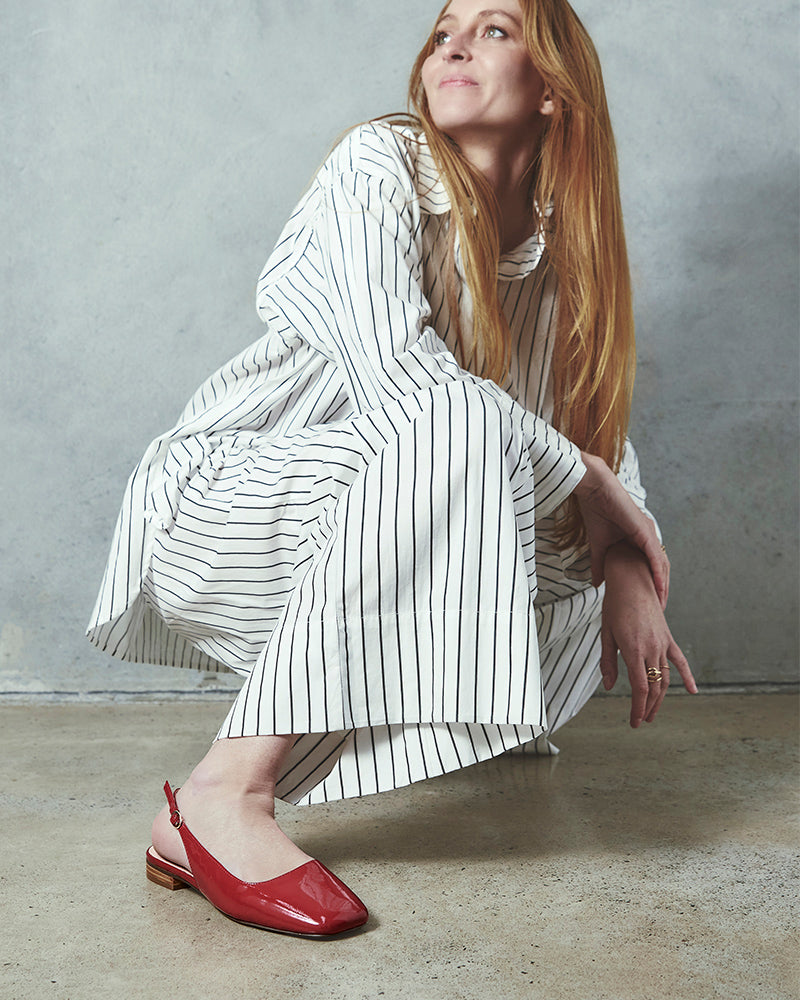 Bev Deep Red Patent Leather Slingback