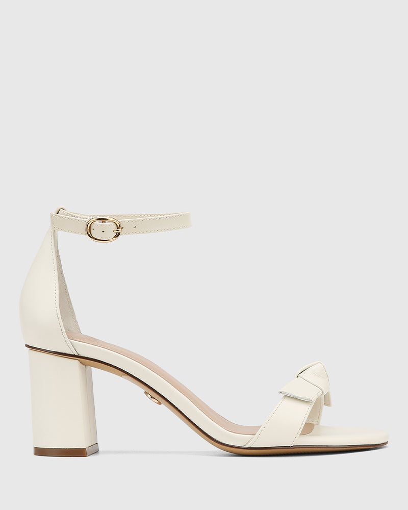 Calliope Off White Leather Block Heel