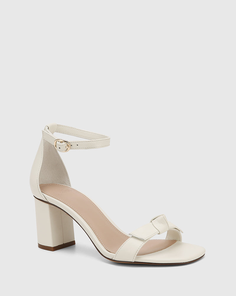 Calliope Off White Leather Block Heel