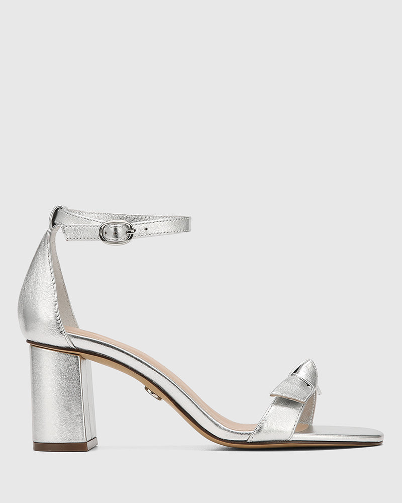 Calliope Silverware Metallic Leather Block Heel