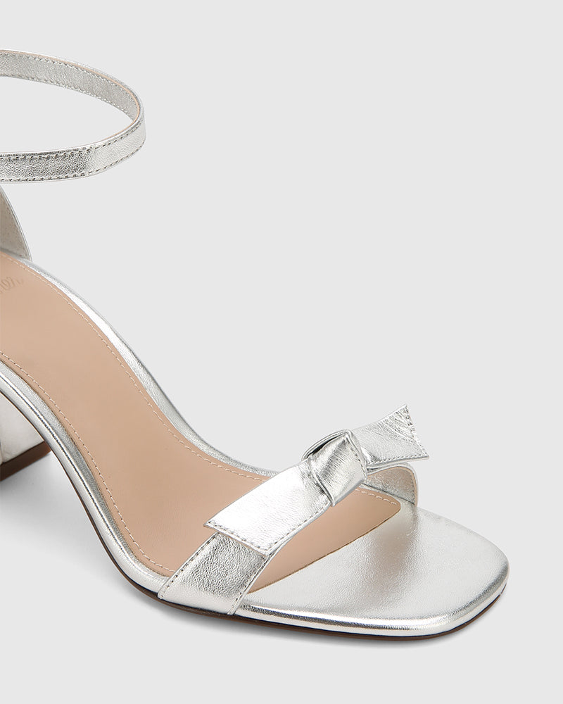 Calliope Silverware Metallic Leather Block Heel