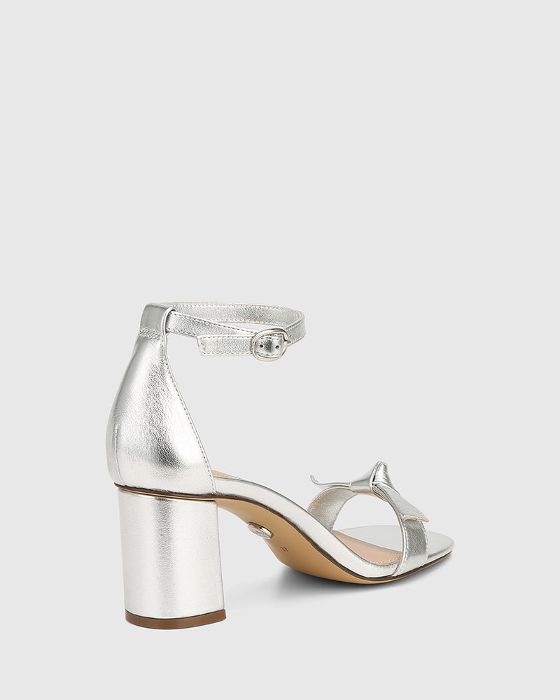 Calliope Silverware Metallic Leather Block Heel
