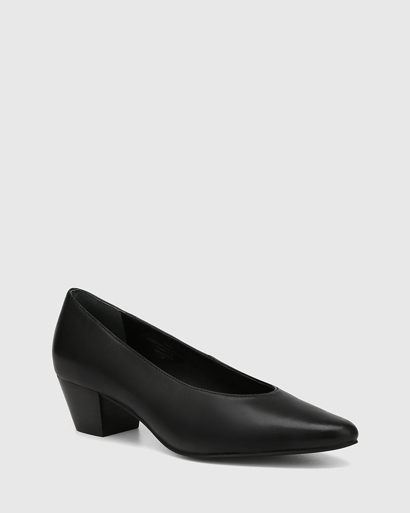 Cara Black Leather Pump